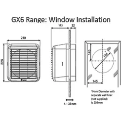 Xpelair GXC6EC 184mm Axial Kitchen Extractor Fan White 120-230V -Wall Vent Pro Sales 457GX A3
